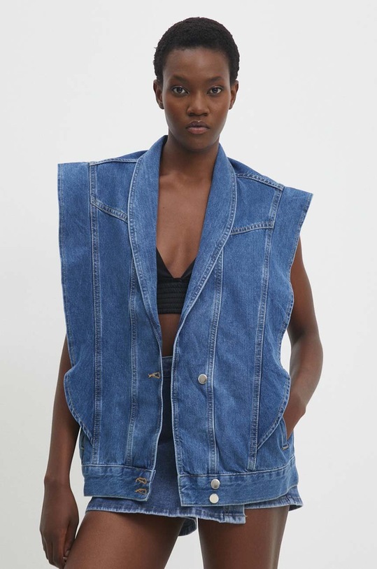 Answear Lab vesta de blugi necaptusit albastru sng.kud04g.tjs