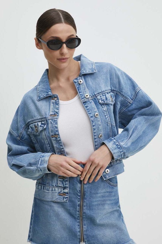 Rifľová bunda Answear.LAB bez kapucne modrá Hs5586.pjs