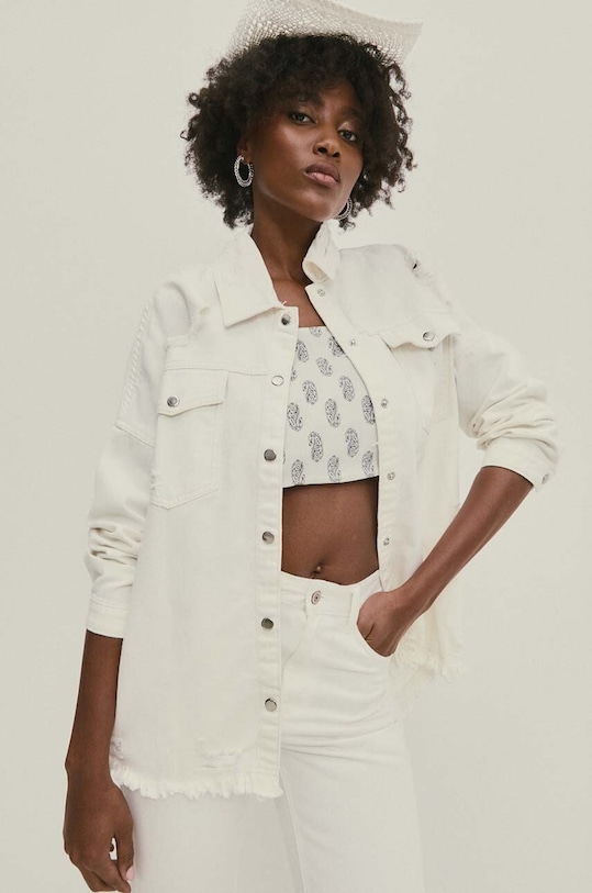 Answear Lab kurtka jeansowa rd0753.fh beżowy WW24