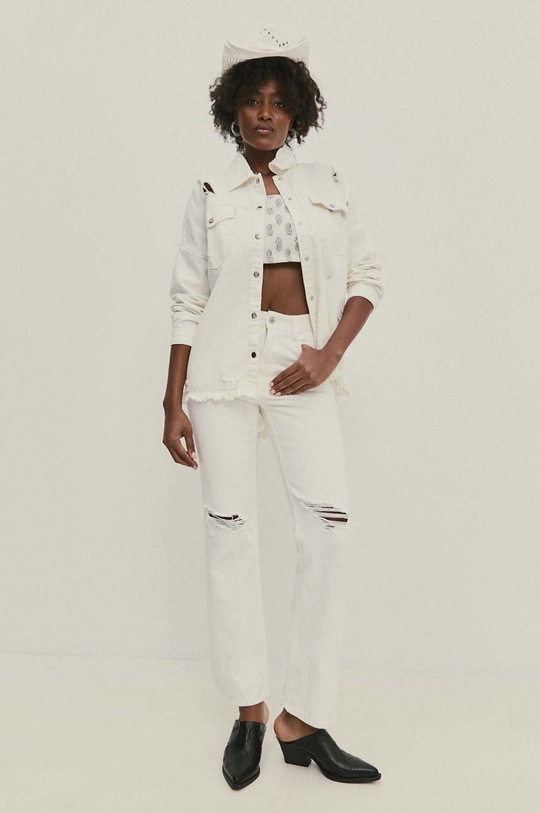 Odzież Answear Lab kurtka jeansowa rd0753.fh beżowy