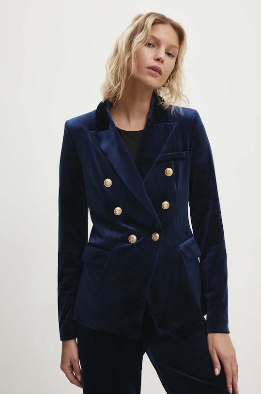 Answear Lab marynarka welurowa dzianina granatowy 1721.HWK