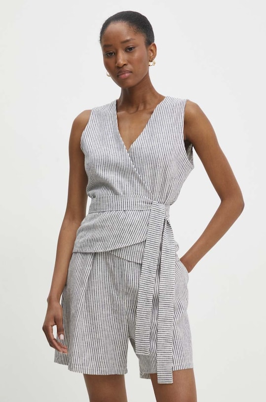 Lněná halenka Answear.LAB regular modrá 92177.ih