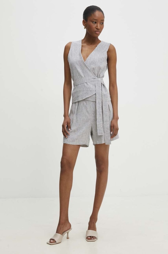 Lněná halenka Answear.LAB 92177.ih modrá WW24