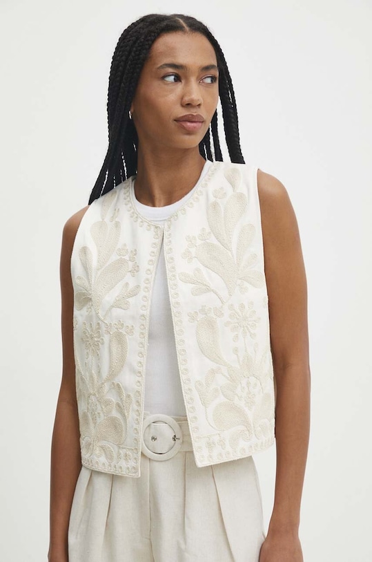 Answear Lab vesta jeans cu captuseala bej gl.018.FWK