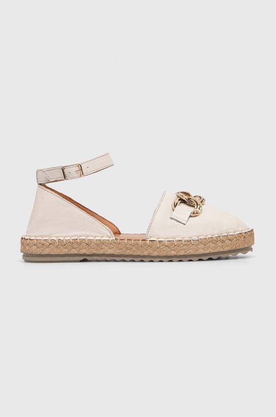 Answear Lab espadryle skórzane płaski beżowy SR24510.HWK