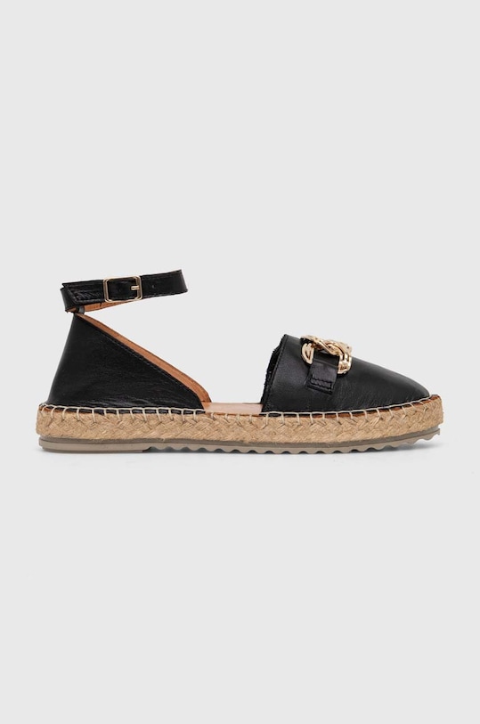 Answear Lab espadryle skórzane płaski czarny SR24510.HWK