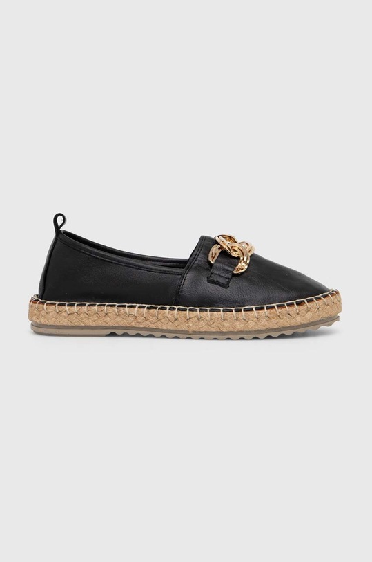 Answear.LAB espadryle skórzane płaski czarny 24509.HWK
