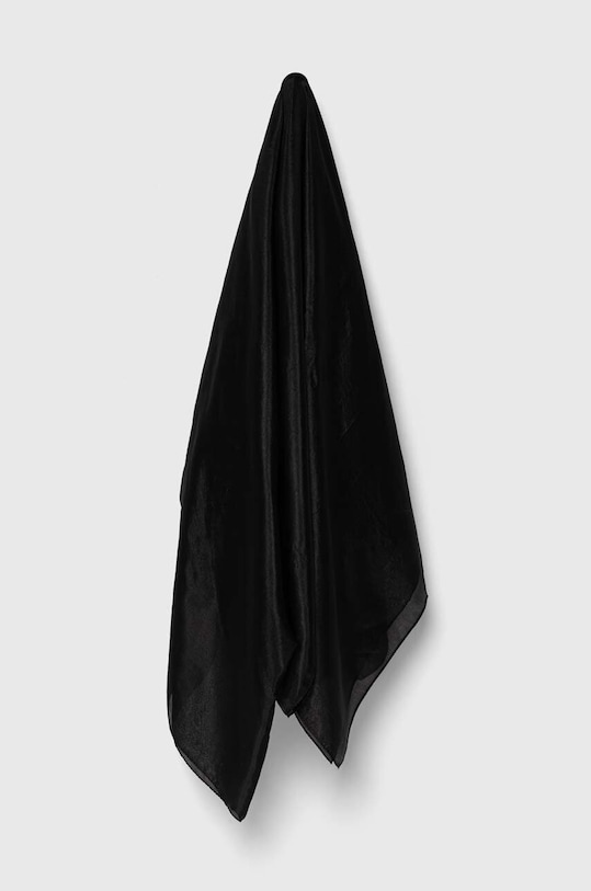 Svileni šal Answear.LAB svila crna grandscarf.FKK