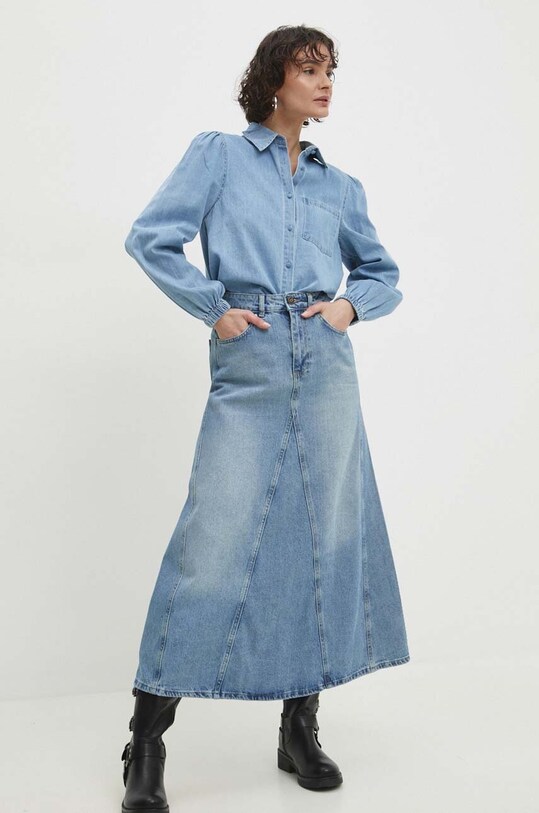 Answear Lab fustă din denim pa80554.TKK albastru WW24