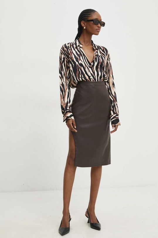 Sukně Answear.LAB 40596.TKK hnědá WW24