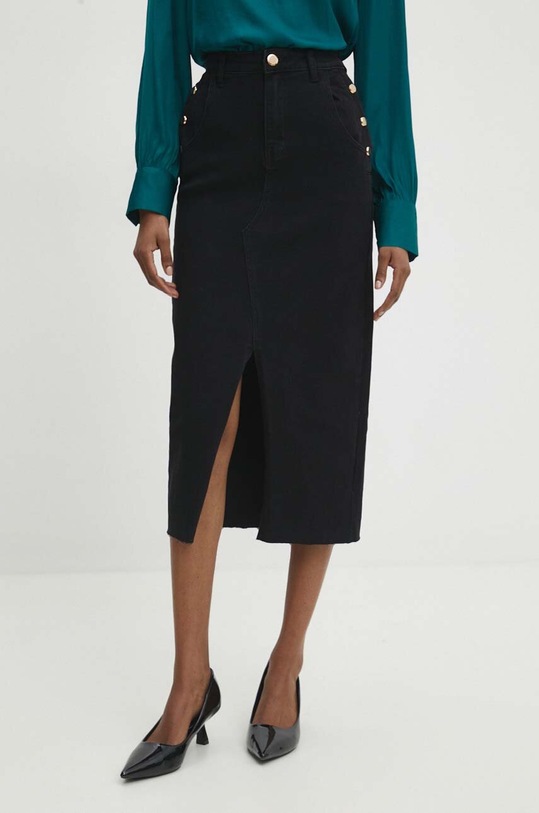 Answear Lab spódnica jeansowa z elastanem czarny B100.HWK