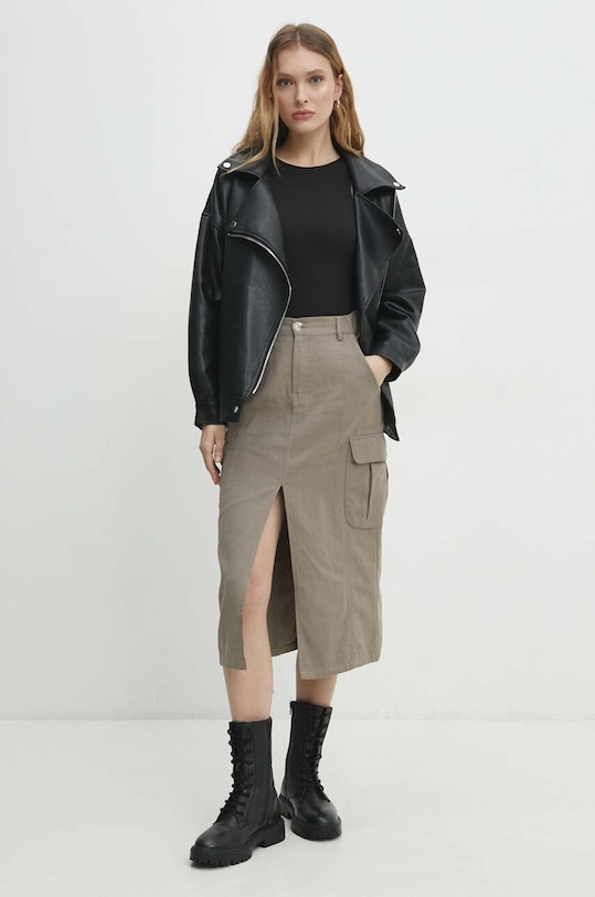 Answear Lab fustă din bumbac LSKW.272NANCYKHA.gdb verde WW24