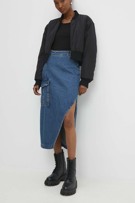 Answear Lab spódnica jeansowa bawełna niebieski 2054.th