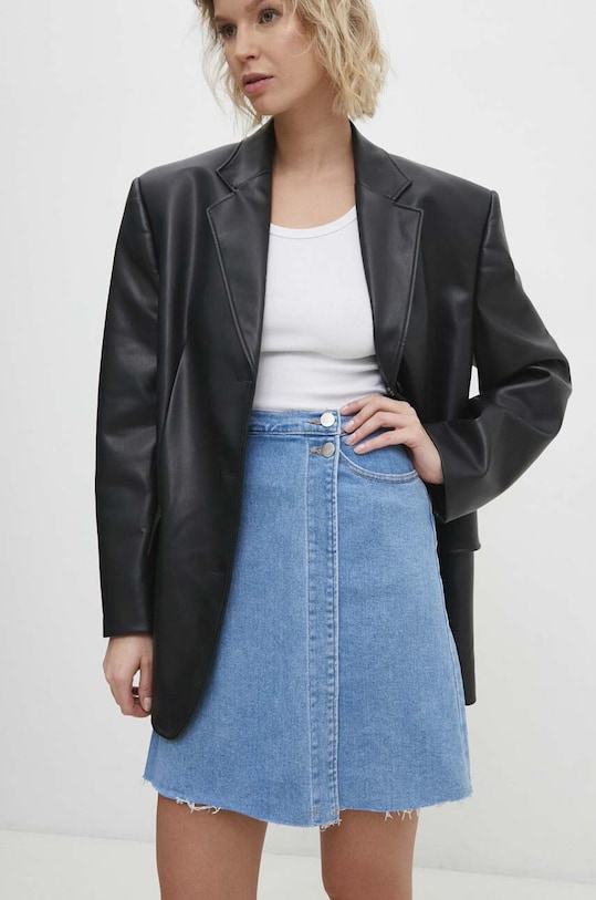Answear Lab fustă din denim uni albastru RD2169.hh
