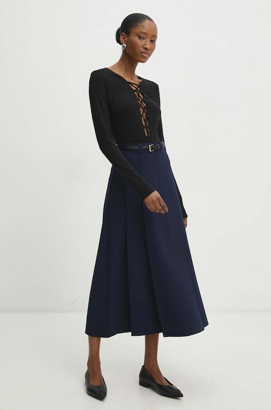 Answear Lab spódnica z elastanem granatowy 23081.HWK