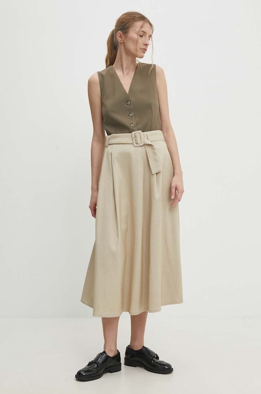 Спідниця Answear.LAB midi бежевий 26429.ijs
