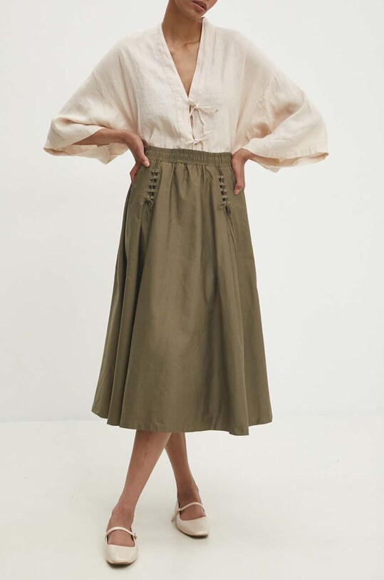 Бавовняна спідниця Answear Lab casual зелений 7004.tjs