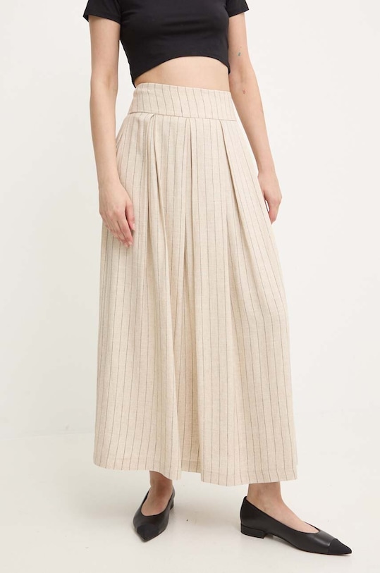Answear Lab spódnica z lnem casual beżowy 6222.TWK