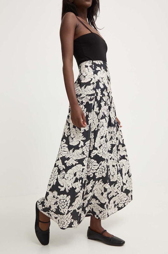 Sukňa Answear.LAB kvetinový čierna 4033.tjs