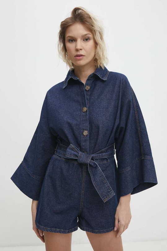 Answear Lab kombinezon jeansowy trzy czwarte granatowy 6773.TKK