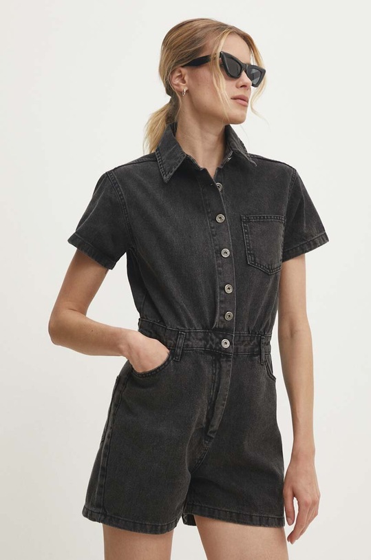 Answear Lab salopeta jeans cu guler negru 68.tjs