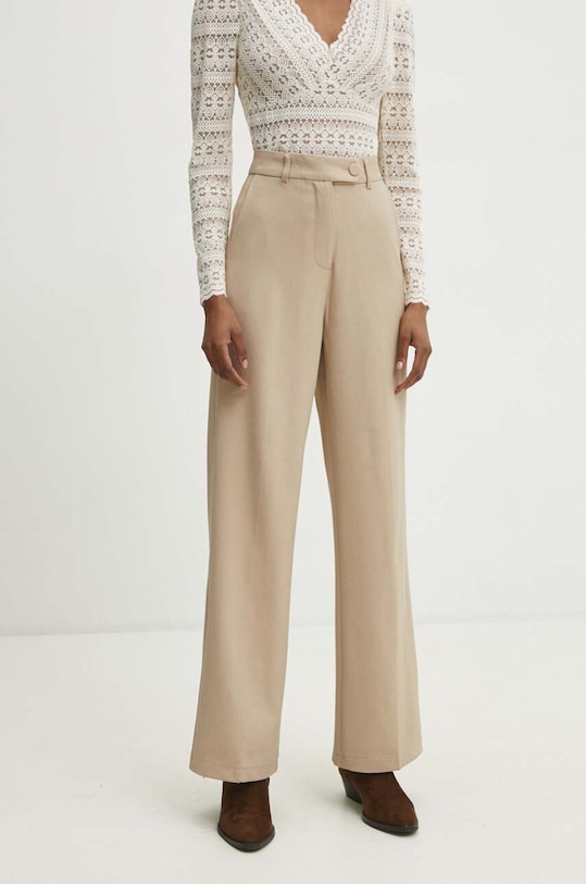 Answear.LAB spodnie z elastanem beżowy P937.HWK