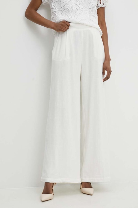 Answear Lab spodnie z lnem tkanina biały l9905.1FKK