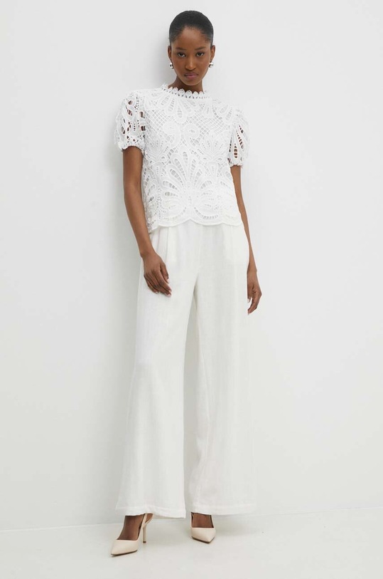 Answear Lab spodnie z lnem l9905.1FKK biały WW24