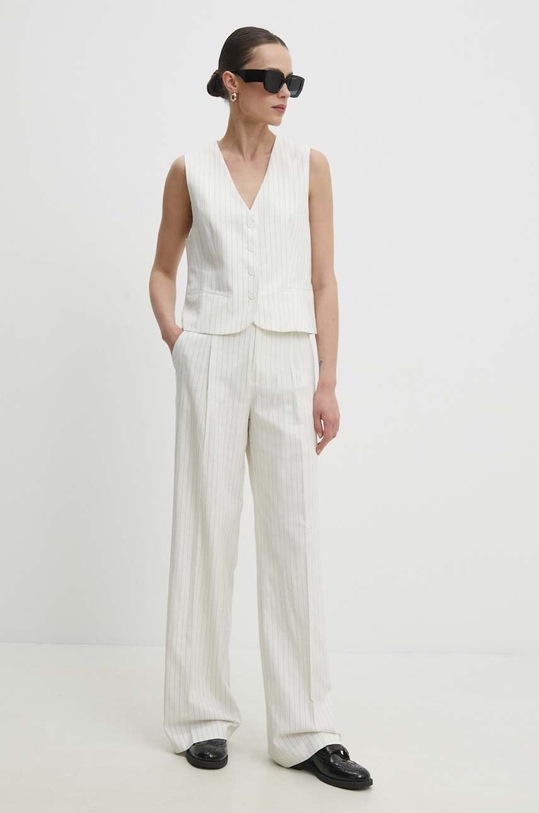 Kalhoty s příměsí lnu Answear.LAB p2412.fh bílá WW24