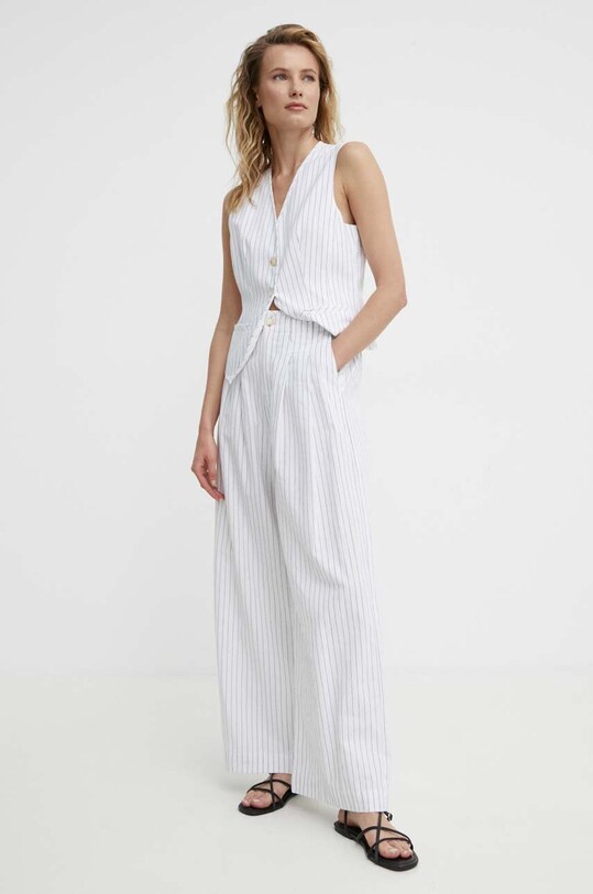 Answear Lab pantaloni de bumbac drept alb M7067.HWK