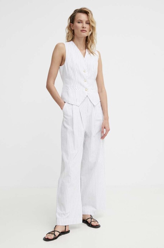 Answear Lab pantaloni de bumbac M7067.HWK alb WZ24