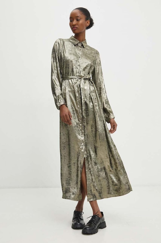 Answear Lab sukienka rozkloszowany złoty 7276.HWK