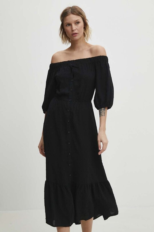 Answear Lab rochie midi negru NL233927.gdb