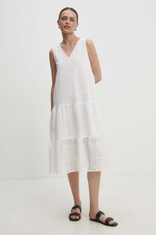 Βαμβακερό φόρεμα Answear.LAB casual λευκό 6537.td