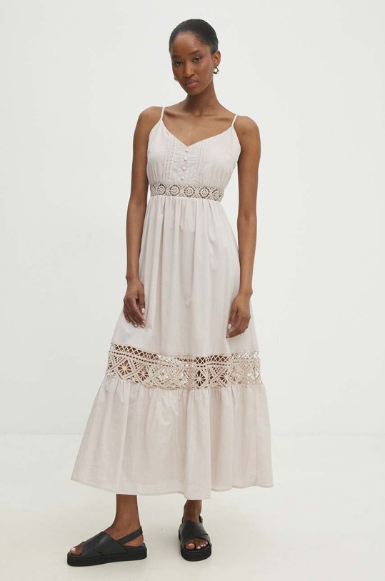 Answear Lab rochie din bumbac maxi bej 1502.ijs