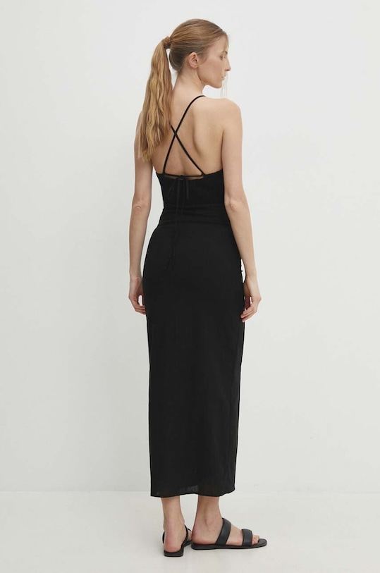 Odzież Answear Lab sukienka z lnem ps8973.fjs czarny