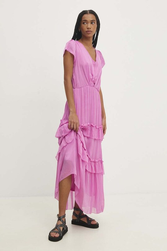 Answear Lab rochie din mătase 30219.80.IKK roz WZ24