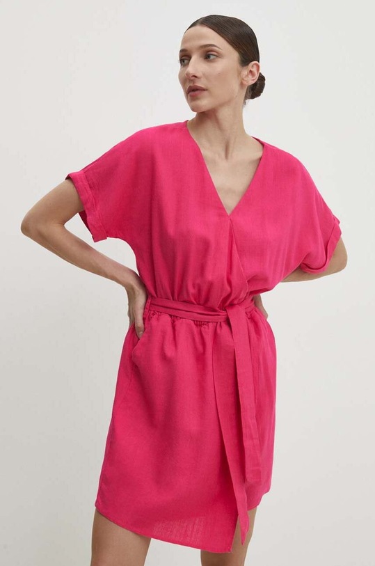 Answear Lab sukienka z lnem casual różowy f2336.FKK