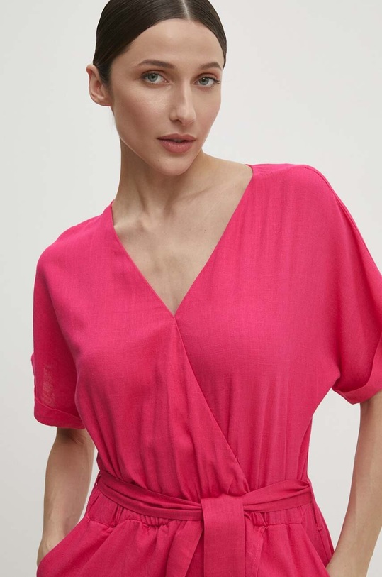 Answear Lab sukienka z lnem różowy f2336.FKK