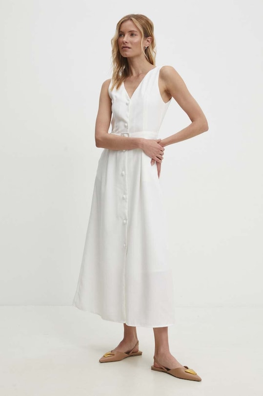 Answear Lab sukienka tkanina biały 37227lr.ijs