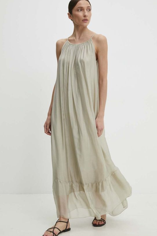 Šaty s hedvábím Answear.LAB maxi béžová d661.ijs