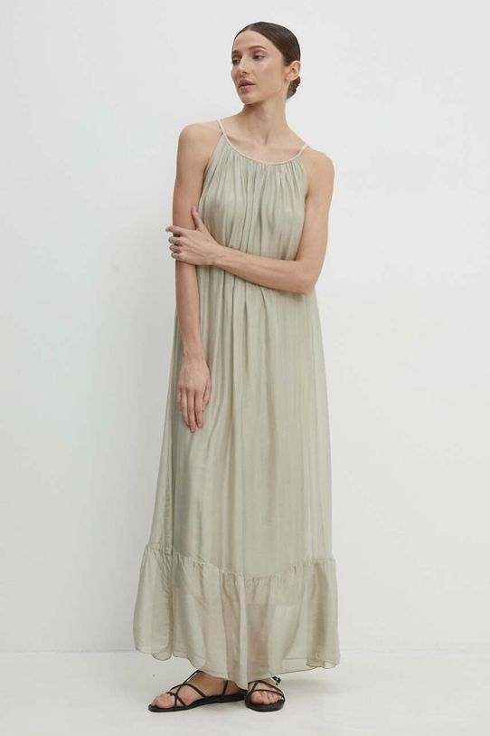 Šaty s hedvábím Answear.LAB d661.ijs béžová WW25