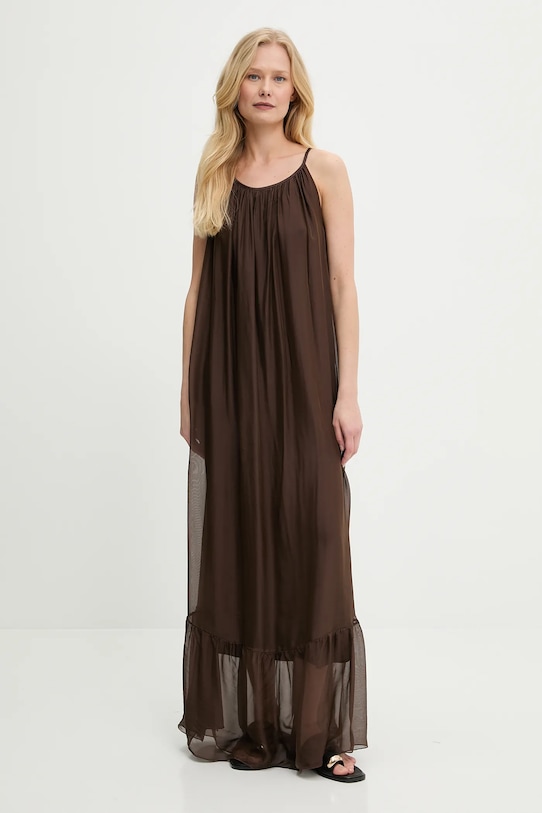 Answear.LAB selyem ruha d661.ijs barna WW25