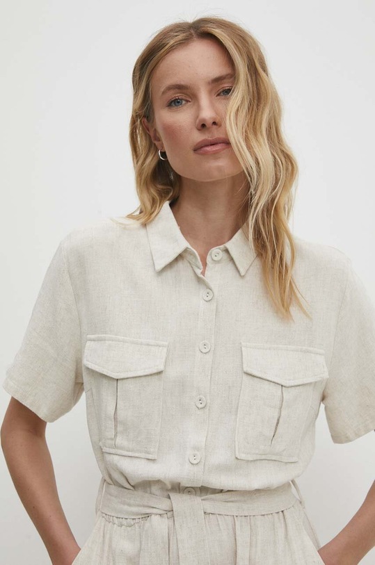 Lněné šaty Answear.LAB béžová 2893.ijs