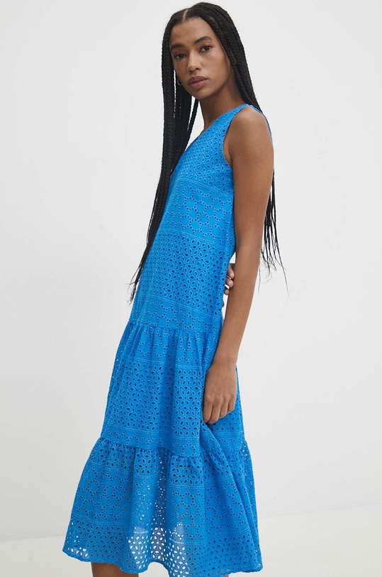 Answear Lab sukienka bawełniana bawełna niebieski sng.ssd06s.tjs