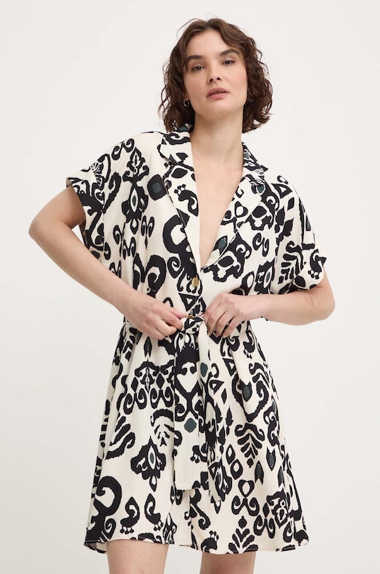 Lněné šaty Answear.LAB mini béžová 19269.tjs