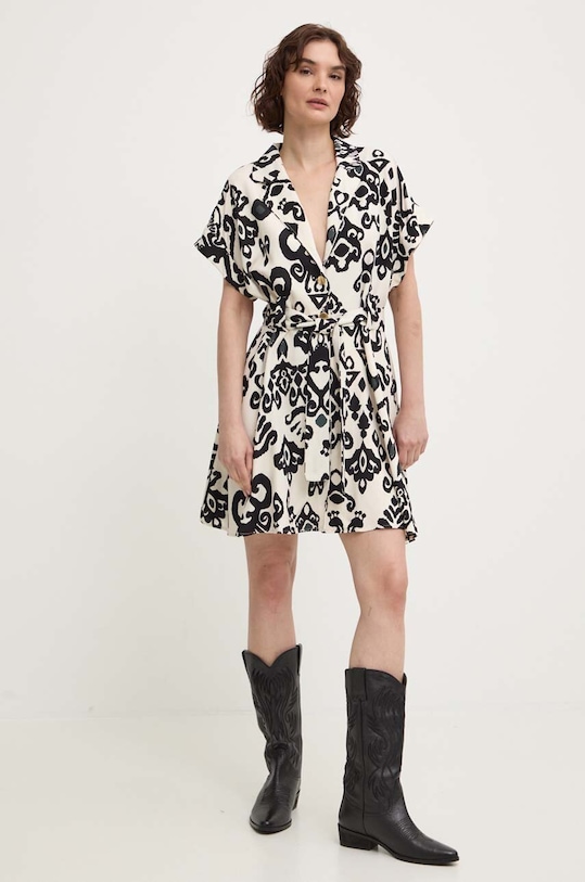 Lněné šaty Answear.LAB 19269.tjs béžová WW24