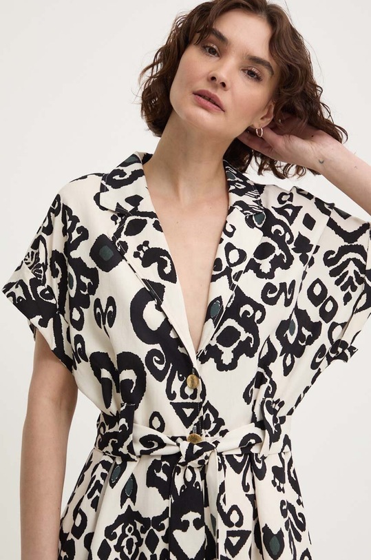 Lněné šaty Answear.LAB béžová 19269.tjs