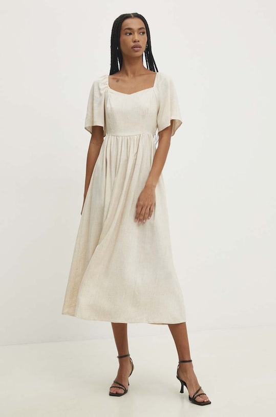 Answear Lab sukienka z lnem casual beżowy 8868.fh
