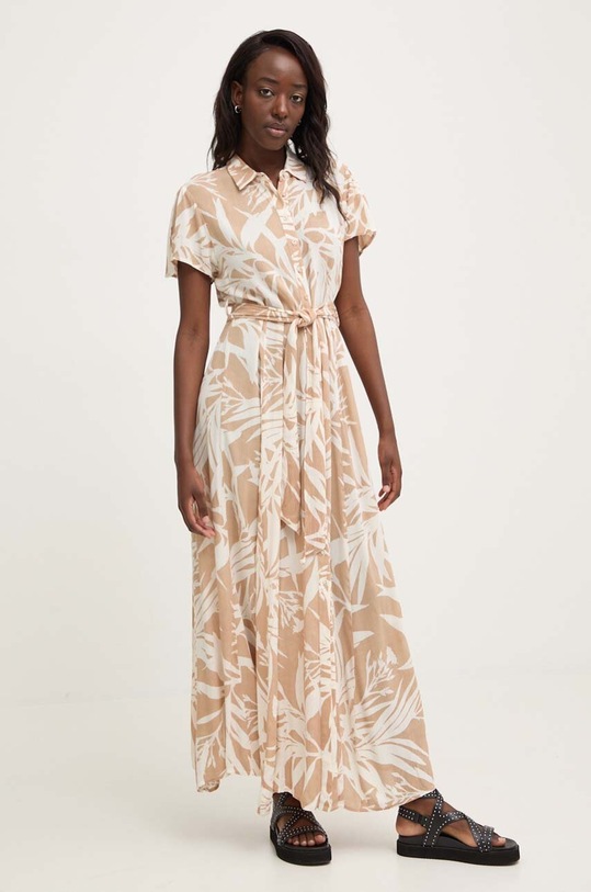 Šaty Answear.LAB rea.long.fd béžová WW24